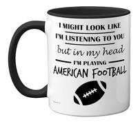 Stuff4 American Football Gifts - in My Head Mug - Funny Gift for American Football Lover Men Women - 11oz Premium Ceramic Dishwasher Safe Black Handle Mugs Novelty Cup