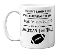 Stuff4 American Football Gifts - in My Head Mug - Funny Gift for American Football Lover Men Women - 11oz Premium Ceramic Dishwasher Safe White Handle Mugs Novelty Cup