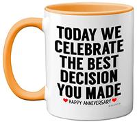 Stuff4 Anniversary Mug for Her or Him, Funny Coffee Mug for Women and Men | Gifts Girlfriend, Presents Boyfriend, Perfect Anniversary Christmas Valentines Birthday, 11oz Ceramic Yellow