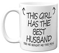 Anniversary Mug for Her - This Girl Has The Best Husband Mug - Novelty Birthday Wife Gifts, Valentines Gifts for Her, Valentine Mug, 11oz Ceramic Dishwasher Safe Coffee Mugs - Made in UK