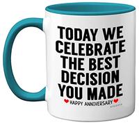 Stuff4 Anniversary Mug for Him Her, Funny Coffee Mug for Men Women, Gifts for Girlfriend, Presents for Boyfriend, Perfect for Anniversary Christmas Valentines Birthday, 11oz Ceramic Light Blue Mug