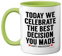 Stuff4 Anniversary Mug for Him Her, Funny Coffee Mug for Men Women, Gifts for Girlfriend, Presents for Boyfriend, Perfect for Anniversary Christmas Valentines Birthday, 11oz Ceramic Green Mug