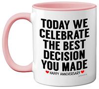 Stuff4 Anniversary Mug for Him Her, Funny Coffee Mug for Men Women, Gifts for Girlfriend, Presents for Boyfriend, Perfect for Anniversary Christmas Valentines Birthday, 11oz Ceramic Pink Mug
