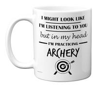 Stuff4 Archery Gifts - in My Head Mug - Funny Gift for Archery Lover Men Women - 11oz Premium Ceramic Dishwasher Safe White Handle Mugs Novelty Cup
