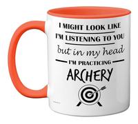 Stuff4 Archery Gifts - in My Head Mug - Funny Gift for Archery Lover Men Women - 11oz Premium Ceramic Dishwasher Safe Orange Handle Mugs Novelty Cup