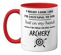 Stuff4 Archery Gifts - in My Head Mug - Funny Gift for Archery Lover Men Women - 11oz Premium Ceramic Dishwasher Safe Red Handle Mugs Novelty Cup