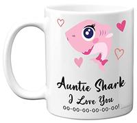 Auntie Mothers Day Mug - Auntie Shark - Aunty Mothers Day Gift from Nephew or Niece, Happy Birthday Aunt Auntie from Toddler Baby, Christmas Tea Coffee 11oz Ceramic Dishwasher Safe Mugs Cup