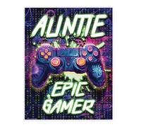 Stuff4 Auntie Birthday Poster Unframed - Epic Gamer - Unique Happy Birthday for Auntie Gifts from Nephew Niece, 8x10 Inch Mothers Day Decor Decoration