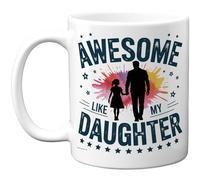 Stuff4 Awesome Like My Daughter Mug - Colourful Father and Daughter Silhouette - Proud Dad Gift for Father's Day - 11oz Ceramic Gloss Mug