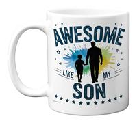 Stuff4 Awesome Like My Son Mug - Colourful Father and Son Silhouette - Fun Novelty for Dad - 11oz Ceramic Gloss Mug