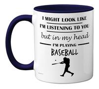 Stuff4 Baseball Gifts - in My Head Mug - Funny Gift for Baseball Lover Men Women - 11oz Premium Ceramic Dishwasher Safe Navy Blue Handle Mugs Novelty Cup