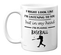 Stuff4 Baseball Gifts - in My Head Mug - Funny Gift for Baseball Lover Men Women - 11oz Premium Ceramic Dishwasher Safe White Handle Mugs Novelty Cup