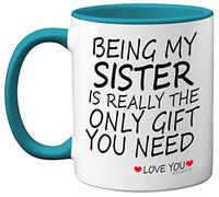 Stuff4 Being My Sister Mug - Sister Gifts from Brother Sister, Perfect for Birthday, Christmas Day, Sister Birthday Gifts, 11oz Ceramic Dishwasher Safe Light Blue Coffee Mugs - Made in The UK