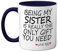 Stuff4 Being My Sister Mug - Sister Gifts from Brother Sister, Perfect for Birthday, Christmas Day, Sister Birthday Gifts, 11oz Ceramic Dishwasher Safe Navy Blue Coffee Mugs - Made in The UK