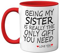 Stuff4 Being My Sister Mug - Sister Gifts from Brother Sister, Perfect for Birthday, Christmas Day, Sister Birthday Gifts, 11oz Ceramic Dishwasher Safe Red Coffee Mugs - Made in The UK