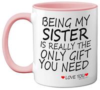Stuff4 Being My Sister Mug - Sister Gifts from Brother Sister, Perfect for Birthday, Christmas Day, Sister Birthday Gifts, 11oz Ceramic Dishwasher Safe Pink Coffee Mugs - Made in The UK