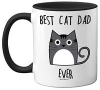 Best Cat Dad Ever Mug, Gifts for Cat Lovers, Cat Dad Gifts, Cute Mugs for Men, Funny Cat Gifts, Dad Coffee Mug, 11oz Ceramic Dishwasher Safe Premium Black Handle Mugs by Stuff4