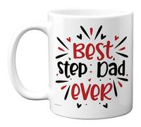Stuff4 Best Step Dad Mug, Bold Text with Red Hearts and Stars
