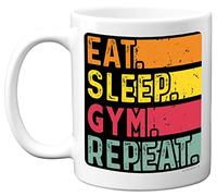 Stuff4 Birthday Mug Gifts for Men Women Him Her - Eat, Sleep, Gym, Repeat - Funny Happy Birthday Present Gift for Workout Fitness Lovers, 11oz Ceramic Dishwasher Safe Premium Mugs