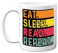Birthday Mug Gifts for Men Women Him Her - Eat, Sleep, Read, Repeat - Funny Happy Birthday Present Gift for Book Bookworm Lovers, 11oz Ceramic Dishwasher Safe Premium Mugs