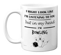 Stuff4 Bowling Gifts - in My Head Mug - Funny Gift for Bowling Lover Men Women - 11oz Premium Ceramic Dishwasher Safe White Handle Mugs Novelty Cup