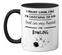 Stuff4 Bowling Gifts - in My Head Mug - Funny Gift for Bowling Lover Men Women - 11oz Premium Ceramic Dishwasher Safe Black Handle Mugs Novelty Cup