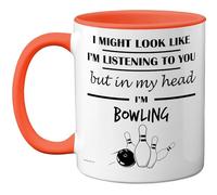 Stuff4 Bowling Gifts - in My Head Mug - Funny Gift for Bowling Lover Men Women - 11oz Premium Ceramic Dishwasher Safe Orange Handle Mugs Novelty Cup