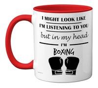 Stuff4 Boxing Gifts - in My Head Mug - Funny Gift for Boxing Lover Men Women - 11oz Premium Ceramic Dishwasher Safe Red Handle Mugs Novelty Cup