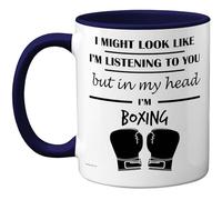 Stuff4 Boxing Gifts - in My Head Mug - Funny Gift for Boxing Lover Men Women - 11oz Premium Ceramic Dishwasher Safe Navy Blue Handle Mugs Novelty Cup