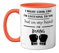 Stuff4 Boxing Gifts - in My Head Mug - Funny Gift for Boxing Lover Men Women - 11oz Premium Ceramic Dishwasher Safe Orange Handle Mugs Novelty Cup