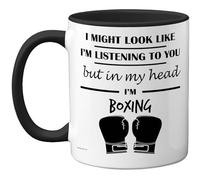 Stuff4 Boxing, in My Head Mug Black Handle