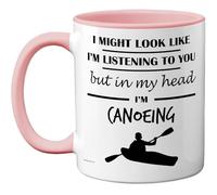 Stuff4 Canoeing Gifts - in My Head Mug - Funny Gift for Canoeing Lover Men Women - 11oz Premium Ceramic Dishwasher Safe Pink Handle Mugs Novelty Cup