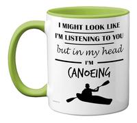 Stuff4 Canoeing Gifts - in My Head Mug - Funny Gift for Canoeing Lover Men Women - 11oz Premium Ceramic Dishwasher Safe Green Handle Mugs Novelty Cup