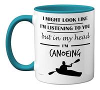 Stuff4 Canoeing Gifts - in My Head Mug - Funny Gift for Canoeing Lover Men Women - 11oz Premium Ceramic Dishwasher Safe Light Blue Handle Mugs Novelty Cup