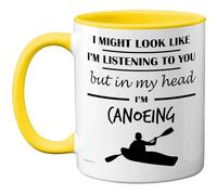 Stuff4 Canoeing Gifts - in My Head Mug - Funny Gift for Canoeing Lover Men Women - 11oz Premium Ceramic Dishwasher Safe Yellow Handle Mugs Novelty Cup