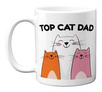 Stuff4 Cat Dad Mug - Top Cat Cartoon Design - Cheerful Father's Day Coffee Cup - 11oz Ceramic Gloss Mug