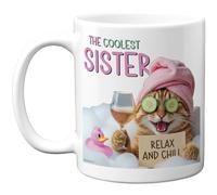 Stuff4 Cat Lover Gifts - Relax & Chill - Novelty Gifts for Sister from Brother Sister, Cat Owner Birthday Presents, Fun Bday Presents, 11oz Ceramic Dishwasher Safe Premium Mugs
