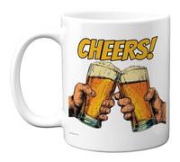 Stuff4 Celebration Cheers Mug - Clinking Beer Glasses Festive Design - Fun Party Drinkware for Friends or Colleagues - 11oz Ceramic Gloss Mug