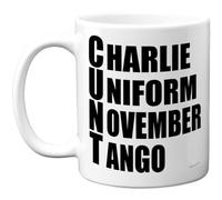 Stuff4 Charlie Uniform November Tango Mug, Bold Phonetic Alphabet Wordplay | Cheeky Office Banter Cup, 11oz Ceramic Gloss Mug