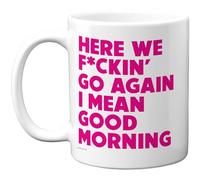 Stuff4 Cheeky Morning Mug, Bold Hot Pink Slogan Design | Irreverent Start to the Day, 11oz Ceramic Gloss Mug