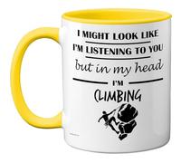 Stuff4 Climbing Gifts - in My Head Mug - Funny Gift for Climbing Lover Men Women - 11oz Premium Ceramic Dishwasher Safe Yellow Handle Mugs Novelty Cup