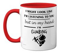 Stuff4 Climbing Gifts - in My Head Mug - Funny Gift for Climbing Lover Men Women - 11oz Premium Ceramic Dishwasher Safe Red Handle Mugs Novelty Cup