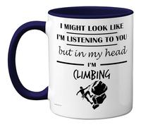 Stuff4 Climbing Gifts - in My Head Mug - Funny Gift for Climbing Lover Men Women - 11oz Premium Ceramic Dishwasher Safe Navy Blue Handle Mugs Novelty Cup