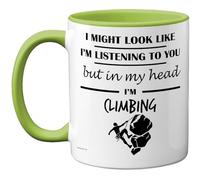 Stuff4 Climbing Gifts - in My Head Mug - Funny Gift for Climbing Lover Men Women - 11oz Premium Ceramic Dishwasher Safe Green Handle Mugs Novelty Cup