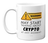 Stuff4 Crypto Warning Mug - Bold Yellow Sign with Playful Slogan - Ideal for Office Banter or Home Desk - 11oz Ceramic Gloss Mug