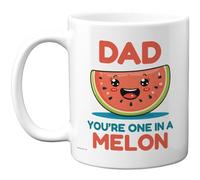 Stuff4 Cute Watermelon Dad Mug - Smiling Fruit Motif with Fun Pun - Cheery Gift for Father's Day - 11oz Ceramic Gloss Mug