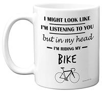 Cycling Gifts for Men Women - in My Head I'm Riding My Bike - Funny Gifts for Cyclists, Biker Gifts, Mens Mountain Bike Gifts, 11oz Ceramic Dishwasher Safe Premium Mugs Cup - by Stuff4