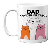 Stuff4 Dad Provider of Treats Mug - Cartoon Cats Family Design - Cheerful Father's Day Novelty - 11oz Ceramic Gloss Mug