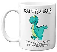 Daddysaurus Mug - Fathers Day Mug Gifts, Dad Birthday, Christmas Dinosaur Gifts, 11oz Ceramic Dishwasher Safe Coffe Cup, Dads from Child Children, Cute Funny Made in UK