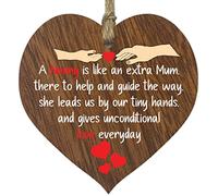 Stuff4 Dark Wooden Heart Sign Plaque - A Nanny Is Like An Extra Mum - Hanging Wood Signs Plaques, Best Nanny Gifts From Grand Daughter, Presents for Nanny, Gift For Nanny, Nanny Gifts, Nanny Presents